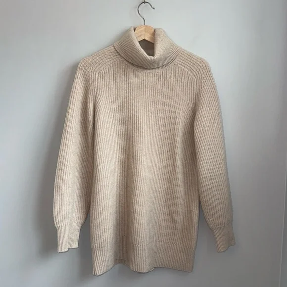 VERONICA BEARD Avia Oatmeal Cashmere Turtleneck Sweater SZ S